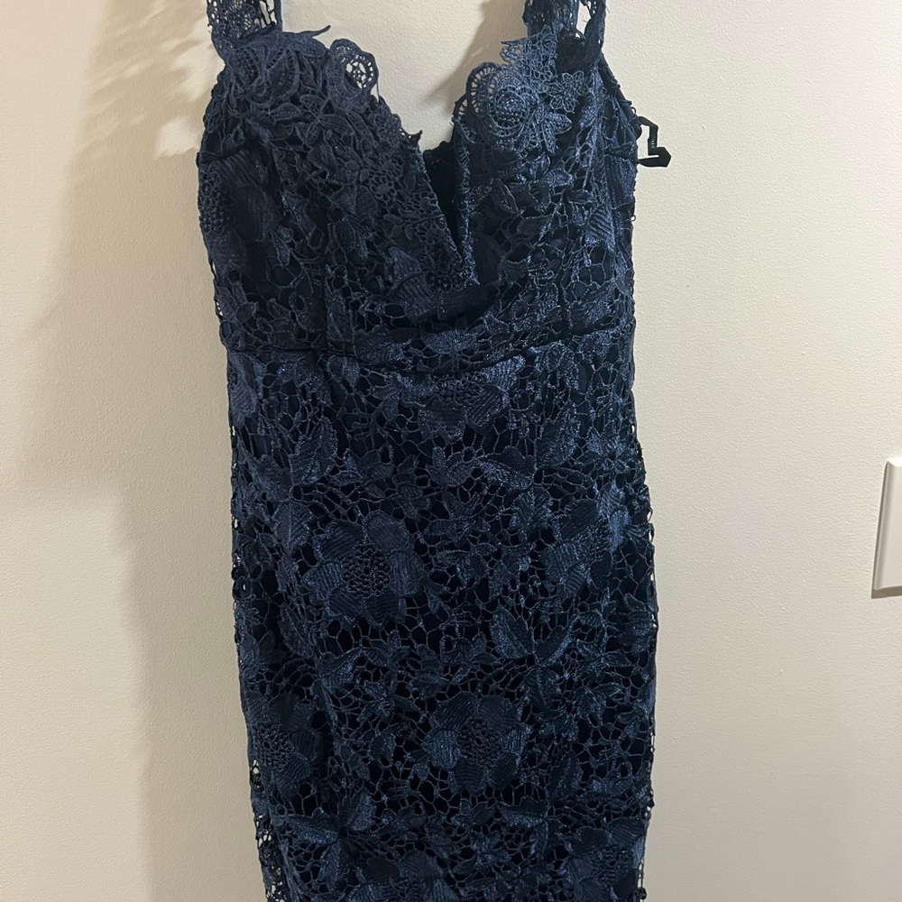 Blue lace cocktail dress